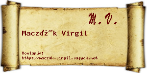 Maczák Virgil névjegykártya